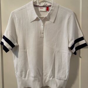 Wilson Essex Polo Courtside White Sweater Knit Tennis Pickleball Golf Polo